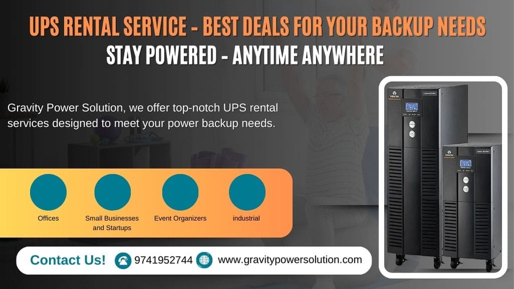 UPS rental service in Hyderabad providing online UPS backup systems for offices, industries and events by Gravity Power Solution